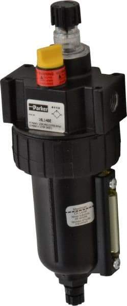 Parker - 1/4" NPT, 250 Max psi Intermediate Micro Mist Lubricator - Metal Bowl with Sight Glass, Zinc Body, 40 CFM, 175°F Max Temp, 2.81" Wide x 7.82" High - USA Tool & Supply