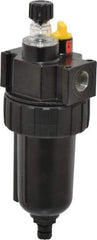 Parker - 3/8" NPT, 250 Max psi Intermediate Micro Mist Lubricator - Metal Bowl with Sight Glass, Zinc Body, 60 CFM, 175°F Max Temp, 2.81" Wide x 7.82" High - USA Tool & Supply