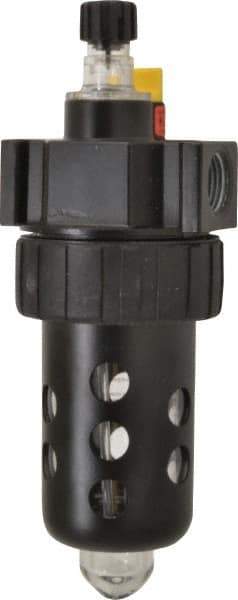 Parker - 1/2" NPT, 150 Max psi Intermediate Micro Mist Lubricator - Polycarbonate Bowl with Sight Glass, Zinc Body, 90 CFM, 125°F Max Temp, 2.81" Wide x 7.82" High - USA Tool & Supply