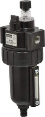 Parker - 1/4" NPT, 250 Max psi Intermediate Mist Lubricator - Metal Bowl with Sight Glass, Zinc Body, 40 CFM, 175°F Max Temp, 2.81" Wide x 7.82" High - USA Tool & Supply