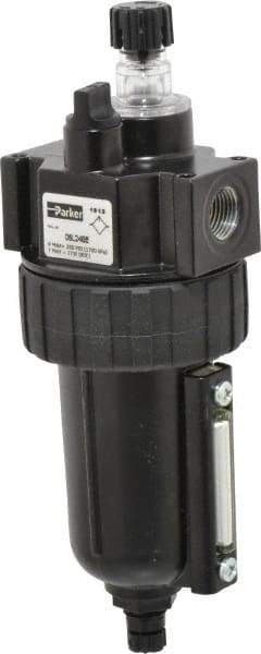 Parker - 3/8" NPT, 250 Max psi Intermediate Mist Lubricator - Metal Bowl with Sight Glass, Zinc Body, 60 CFM, 175°F Max Temp, 2.81" Wide x 7.82" High - USA Tool & Supply