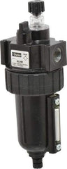 Parker - 3/8" NPT, 250 Max psi Intermediate Mist Lubricator - Metal Bowl with Sight Glass, Zinc Body, 60 CFM, 175°F Max Temp, 2.81" Wide x 7.82" High - USA Tool & Supply