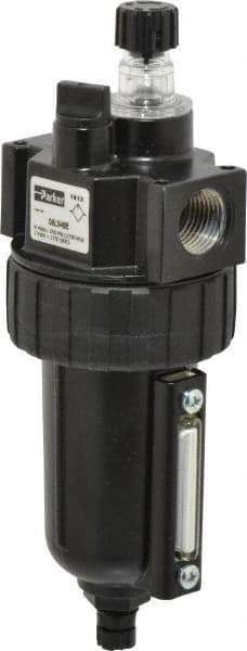 Parker - 1/2" NPT, 250 Max psi Intermediate Mist Lubricator - Metal Bowl with Sight Glass, Zinc Body, 90 CFM, 175°F Max Temp, 2.81" Wide x 7.82" High - USA Tool & Supply