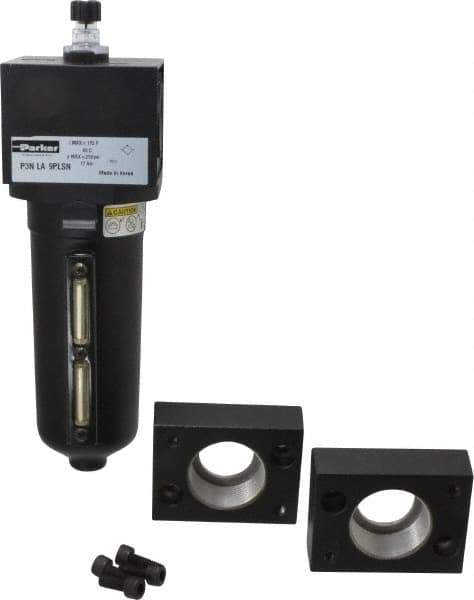 Parker - 1 1/2" NPT, 250 Max psi Heavy Duty Mist Lubricator - Metal Bowl with Sight Glass, Zinc Body, 260 CFM, 175°F Max Temp, 5.6" Wide x 11.81" High - USA Tool & Supply