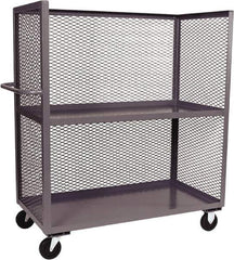 Jamco - 2,000 Lb Capacity, 2 Shelf, 3-Sided Steel Truck - 48" Long x 24" Wide x 57" High, 6" Diam Phenolic Resin Wheels - USA Tool & Supply