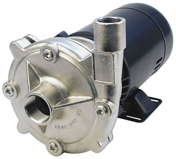 Pentair - ODP Motor, 208-230/460 Volt, 3 Phase, 1/2 HP, Stainless Steel Straight Pump - 1-1/4 Inch Inlet, 1 Inch Outlet, 82 Max Head psi, Stainless Steel Impeller, Viton Seal, 82 Ft. Shut Off - USA Tool & Supply