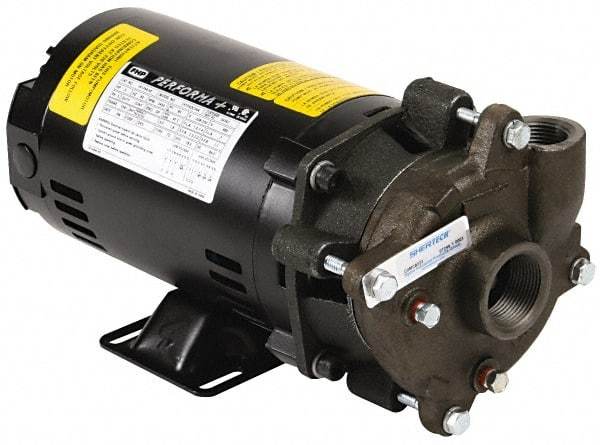 Pentair - ODP Motor, 208-230/460 Volt, 3 Phase, 1/2 HP, Cast Iron Straight Pump - 1-1/4 Inch Inlet, 1 Inch Outlet, 42 Max Head psi, Bronze Impeller, Cast Iron Shaft, Buna-N Seal, 42 Ft. Shut Off - USA Tool & Supply