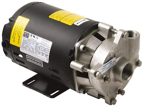 Pentair - ODP Motor, 208-230/460 Volt, 3 Phase, 1/2 HP, Stainless Steel Straight Pump - 1-1/4 Inch Inlet, 1 Inch Outlet, 42 Max Head psi, Stainless Steel Impeller, Viton Seal, 42 Ft. Shut Off - USA Tool & Supply