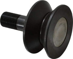 Accurate Bushing - 2-1/2" Roller Diam x 1-5/16" Width, 3/4" Stud Diam x 1-3/4" Length, V Guide Roller - Steel, 7/8" Thread Length, 3/4-16 Thread, 2,760 Lb Dynamic Cap, 1,100 Lb Static Cap - USA Tool & Supply