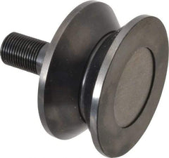 Accurate Bushing - 3-1/2" Roller Diam x 1-11/16" Width, 7/8" Stud Diam x 2" Length, V Guide Roller - Steel, 1-1/8" Thread Length, 7/8-14 Thread, 3,490 Lb Dynamic Cap, 2,000 Lb Static Cap - USA Tool & Supply