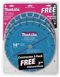 Makita - 14" Diam, 20mm Arbor Hole Diam, Wet & Dry Cut Saw Blade - Diamond-Tipped, Standard Round Arbor - USA Tool & Supply