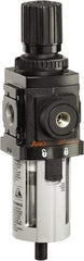 ARO/Ingersoll-Rand - 1/4" NPT Port Compact 1 Piece Filter/Regulator FRL Unit - Polycarbonate Bowl, 72 SCFM, 150 Max psi, 8.15" High x 2.205" Long, Manual Drain - USA Tool & Supply