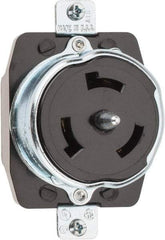 Hubbell Wiring Device-Kellems - 125/250 VAC, 50 Amp, Self Grounding Receptacle - 3 Poles, 4 Wire, Female End, Black - USA Tool & Supply