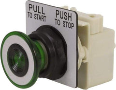 Schneider Electric - 30mm Mount Hole, Extended Straight, Pushbutton Switch Only - Green Pushbutton, Maintained (MA) - USA Tool & Supply