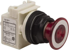 Schneider Electric - 30mm Mount Hole, Extended Straight, Pushbutton Switch Only - Red Pushbutton, Maintained (MA) - USA Tool & Supply