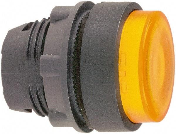 Schneider Electric - 22mm Mount Hole, Extended Straight, Pushbutton Switch Only - Round, Orange Pushbutton, Illuminated, Momentary (MO) - USA Tool & Supply