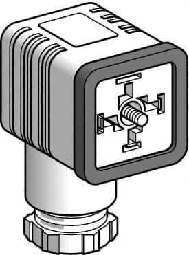 Telemecanique Sensors - 16 Amp, 4 Pin Elbowed Female Field Attachable Connector Sensor and Receptacle - 250 VAC, IP65 Ingress Rating - USA Tool & Supply