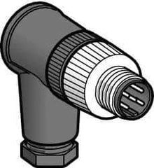 Telemecanique Sensors - 3 Amp, M12 5 Pin Elbowed Male Field Attachable Connector Sensor and Receptacle - 30 VAC, 36 VDC, IP67 Ingress Rating - USA Tool & Supply