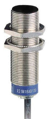 Telemecanique Sensors - NPN, PNP, NC, 5mm Detection, Cylinder, Inductive Proximity Sensor - 2 Wires, IP67, 12 to 24 VDC, M18x1 Thread, 53mm Long - USA Tool & Supply