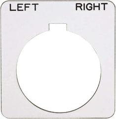 Schneider Electric - Square, Plastic Legend Plate - Left-Right - White Background, Black Letters, 1.22 Inch Hole Diameter, 1-3/4 Inch Square - USA Tool & Supply