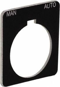 Schneider Electric - Square, Plastic Legend Plate - Manual-Auto - Black Background, White Letters, 1.22 Inch Hole Diameter, 1-3/4 Inch Square - USA Tool & Supply