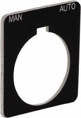 Schneider Electric - Square, Plastic Legend Plate - Manual-Auto - Black Background, White Letters, 1.22 Inch Hole Diameter, 1-3/4 Inch Square - USA Tool & Supply