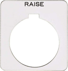 Schneider Electric - Square, Plastic Legend Plate - Raise - White Background, Black Letters, 1.22 Inch Hole Diameter, 1-3/4 Inch Square - USA Tool & Supply