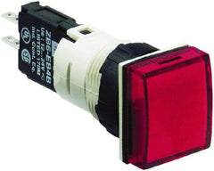 Schneider Electric - 12-24 VAC/VDC Red Lens LED Pilot Light - Square Lens, Quick Connect Connector, 18mm Wide, Vibration Resistant - USA Tool & Supply