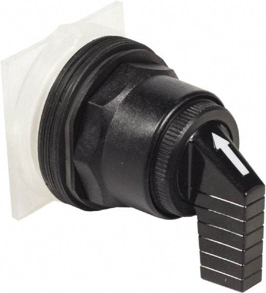 Schneider Electric - 1.18 Inch Mount Hole, 3 Position, Knob and Pushbutton Operated, Selector Switch Only - Black, Momentary (MO), without Contact Blocks, Anticorrosive, Weatherproof, Dust and Oil Resistant - USA Tool & Supply