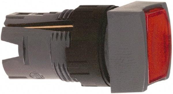 Schneider Electric - 16mm Mount Hole, Flush, Pushbutton Switch Only - Square, Red Pushbutton, Illuminated, Momentary (MO), Vibration Resistant - USA Tool & Supply