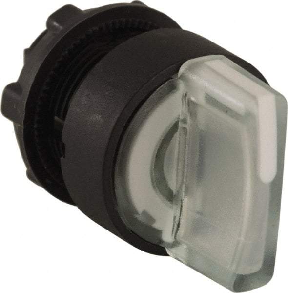 Schneider Electric - 22mm Mount Hole, 3 Position, Handle Operated, Selector Switch Only - White, Momentary (MO), Illuminated, Shock, Vibration and Water Resistant - USA Tool & Supply