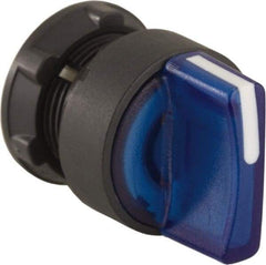 Schneider Electric - 22mm Mount Hole, 2 Position, Handle Operated, Selector Switch Only - Blue, Maintained (MA), Illuminated, Shock, Vibration and Water Resistant - USA Tool & Supply