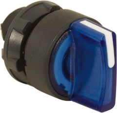 Schneider Electric - 22mm Mount Hole, 3 Position, Handle Operated, Selector Switch Only - Blue, Maintained (MA), Illuminated, Shock, Vibration and Water Resistant - USA Tool & Supply