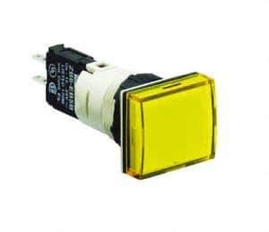 Schneider Electric - 12-24 VAC/VDC Yellow Lens LED Pilot Light - Rectangle Lens, Quick Connect Connector, 24mm Wide, Vibration Resistant - USA Tool & Supply