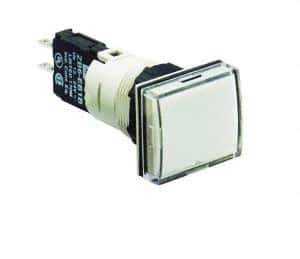 Schneider Electric - 12-24 VAC/VDC White Lens LED Pilot Light - Rectangle Lens, Quick Connect Connector, 24mm Wide, Vibration Resistant - USA Tool & Supply