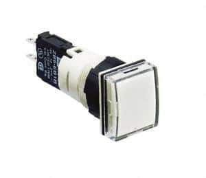 Schneider Electric - 12-24 VAC/VDC White Lens LED Pilot Light - Square Lens, Quick Connect Connector, 18mm Wide, Vibration Resistant - USA Tool & Supply