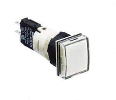 Schneider Electric - 12-24 VAC/VDC White Lens LED Pilot Light - Square Lens, Quick Connect Connector, 18mm Wide, Vibration Resistant - USA Tool & Supply
