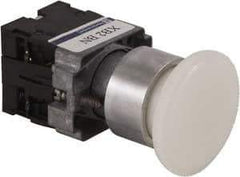 Schneider Electric - 22mm Mount Hole, Extended Mushroom Head, Pushbutton Switch Only - Round, White Pushbutton, Maintained (MA), Momentary (MO) - USA Tool & Supply