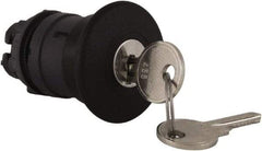 Schneider Electric - 22mm Mount Hole, Extended Mushroom Head, Pushbutton Switch Only - Round, Black Pushbutton, Nonilluminated, Maintained (MA) - USA Tool & Supply