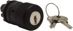 Schneider Electric - 22mm Mount Hole, Extended Mushroom Head, Pushbutton Switch Only - Round, Black Pushbutton, Nonilluminated, Maintained (MA) - USA Tool & Supply