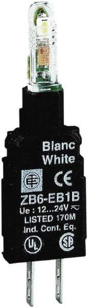 Schneider Electric - 12-24 VAC White Lens LED Indicating Light - Quick Connect Connector, Shock Resistant, Vibration Resistant - USA Tool & Supply