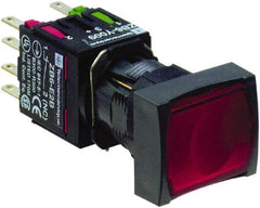 Schneider Electric - 16mm Mount Hole, Flush, Pushbutton Switch with Contact Block - Rectangle, Red Pushbutton, Illuminated, Momentary (MO) - USA Tool & Supply