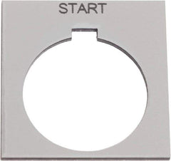 Schneider Electric - Square, Plastic Legend Plate - Start - Silver Background, Black Letters, 1.2 Inch Hole Diameter, 1-3/4 Inch Square - USA Tool & Supply