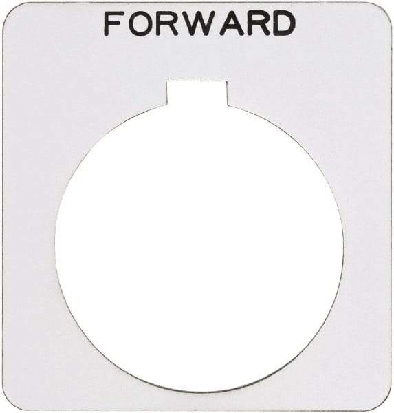 Schneider Electric - Square, Plastic Legend Plate - Forward - White Background, Black Letters, 1.22 Inch Hole Diameter, 1-3/4 Inch Square - USA Tool & Supply