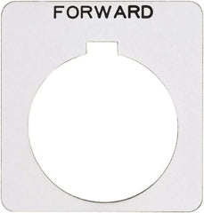 Schneider Electric - Square, Plastic Legend Plate - Forward - White Background, Black Letters, 1.22 Inch Hole Diameter, 1-3/4 Inch Square - USA Tool & Supply