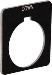 Schneider Electric - Square, Plastic Legend Plate - Down - Black Background, White Letters, 1.22 Inch Hole Diameter, 1-3/4 Inch Square - USA Tool & Supply