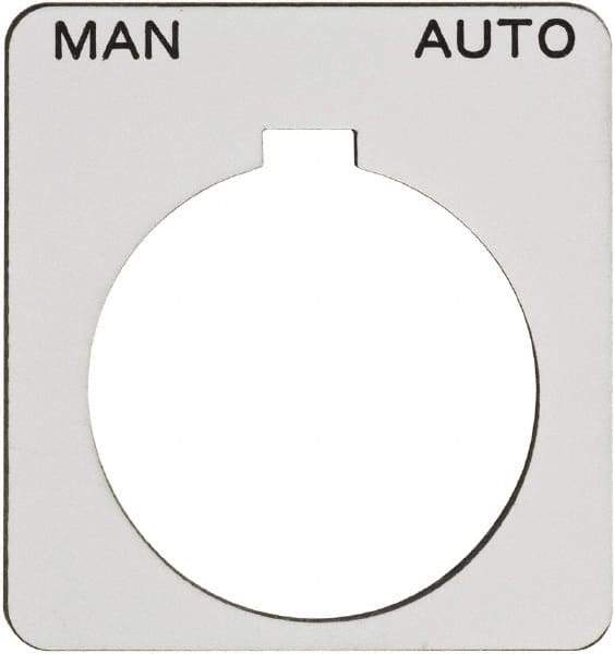 Schneider Electric - Square, Plastic Legend Plate - Manual-Auto - White Background, Black Letters, 1.22 Inch Hole Diameter, 1-3/4 Inch Square - USA Tool & Supply