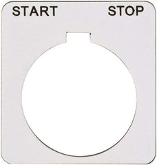 Schneider Electric - Square, Plastic Legend Plate - Start-Stop - White Background, Black Letters, 1.22 Inch Hole Diameter, 1-3/4 Inch Square - USA Tool & Supply