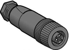 Telemecanique Sensors - 3 Amp, M12 4 Pin Female Straight Field Attachable Connector Sensor and Receptacle - 125 VAC, 150 VDC, IP67 Ingress Rating - USA Tool & Supply