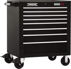Proto - 8 Drawer Steel Tool Roller Cabinet - 34" Wide x 41" High x 25-1/4" Deep, Ball Bearing Drawer Slides, Black - USA Tool & Supply